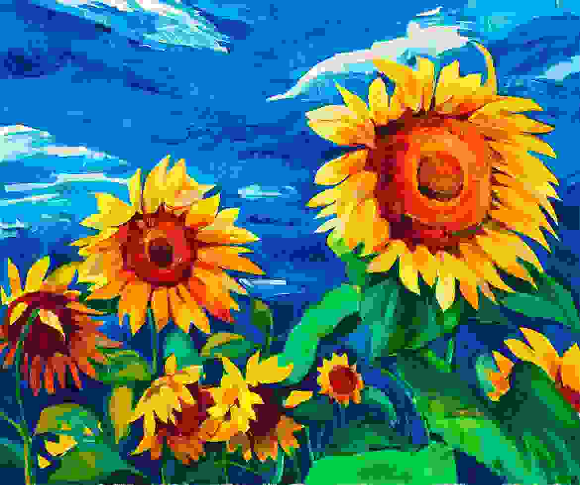 Abstract Sunflower painting by an artist